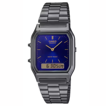 Casio Vintage AQ-230GG-2A Dark Grey Stainless Steel Band Men Watch / Women Watch